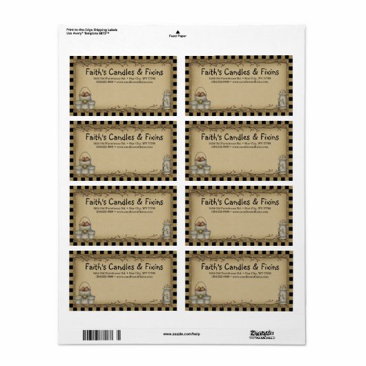 Primitieve Fixins reustic Kraft Shipping Label (Full Sheet)