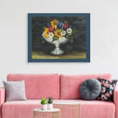 Primitieve Folk Art Floral Canvas Art Print (Insitu (Woonkamer))