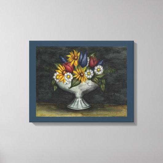 Primitieve Folk Art Floral Canvas Art Print (Voorkant)