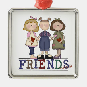 Primitieve Folk Art Friends Forever Ornament