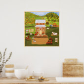 Primitieve folk Art Old Country Store Farm Animals Poster (Keuken)