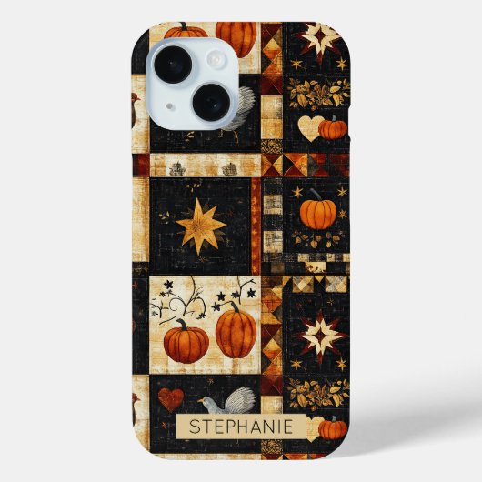 Primitieve Folk Art Quilt Patroon | rustieke herfs Case-Mate iPhone Case (Achterkant)