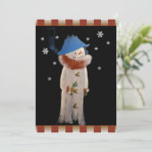 Primitieve Folk Art Snowman Holiday Party Kaart (Staand voorkant)