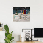Primitieve Folk Art Snowman: "Vrienden verzamelen Poster (Thuiskantoor)