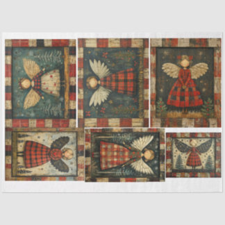 Primitieve Folkart Christmas Angels Tissuepapier
