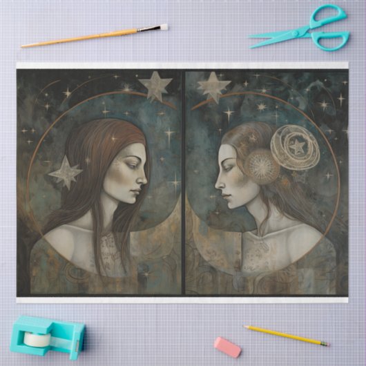 Primitieve Gemini Hemelse Zeemeermin Art Decoupage Tissuepapier (Craft)