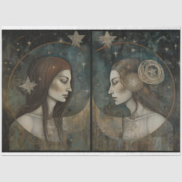Primitieve Gemini Hemelse Zeemeermin Art Decoupage Tissuepapier