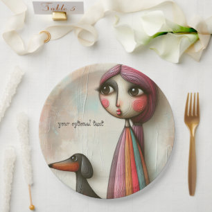 Primitieve getextureerde teckel partij papier Bord