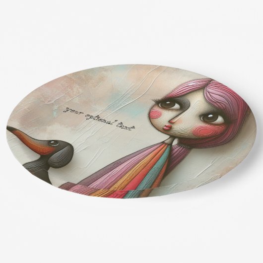 Primitieve getextureerde teckel partij papier Bord (Gekanteld)