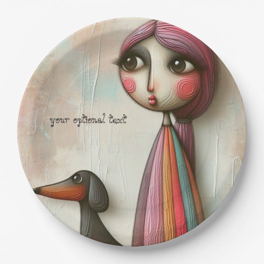 Primitieve getextureerde teckel partij papier Bord (Voorkant)