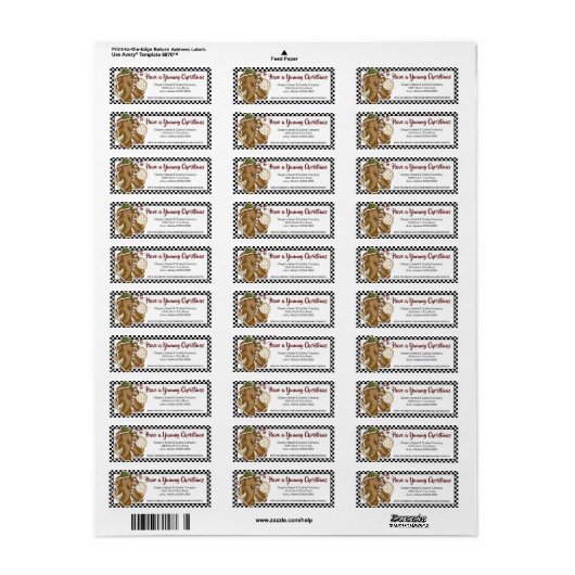 Primitieve Gingerbread Man Retouradreslabel Etiket (Full Sheet)