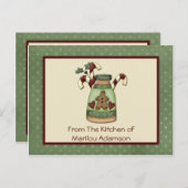 Primitieve Gingerbrood Man Candy Canes Recipe Card Briefkaart (Voorkant / Achterkant)