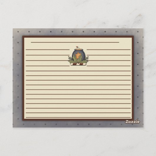 Primitieve Gingerbrood Man Candy Canes Recipe Card Briefkaart (Achterkant)