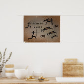 Primitieve grot art paarden aangepast poster afdru (Keuken)