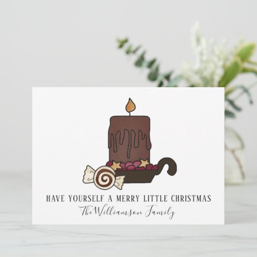 Primitieve Grubby Kaars en Sterren Vrolijk Kerstfe Feestdagenkaart (Staand voorkant)