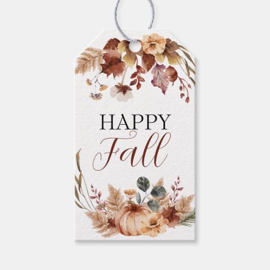 Primitieve herfst Pumpkin Farmhouse Check Pset Cadeaulabel (Voorkant)