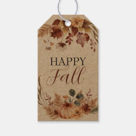 Primitieve herfst Pumpkin Farmhouse Check Pset Cadeaulabel