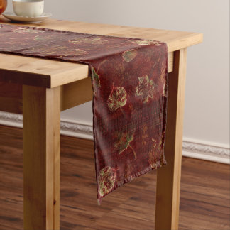 Primitieve herfstbladeren geruite ruit burgundy medium tafelloper