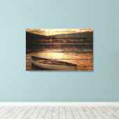 Primitieve houtweddenreflectie Lake House Canoe Canvas Afdruk (Insitu (Houten vloer))
