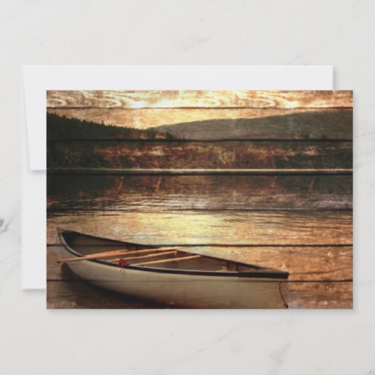 Primitieve houtweddenreflectie Lake House Canoe Kaart (Voorkant)