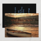 Primitieve houtweddenreflectie Lake House Canoe Kaart (Voorkant / Achterkant)