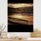 Primitieve houtweddenreflectie Lake House Canoe Poster (Keuken)