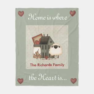 Primitieve huizen fleece deken