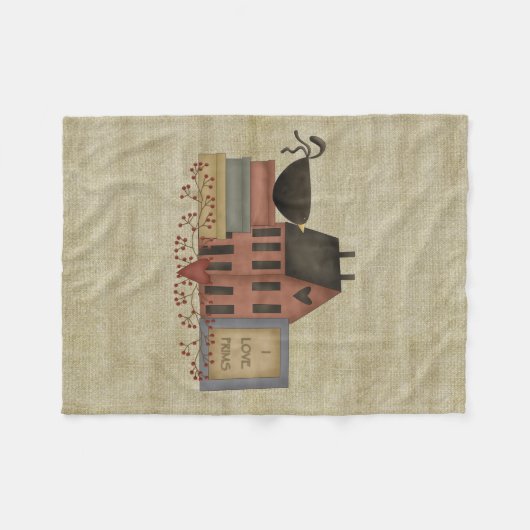 Primitieve "I Love Prims" Fleece Throw Blanket (Voorkant (Horizontaal))
