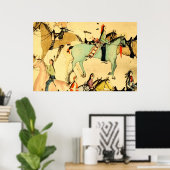 Primitieve Indiërs Paarden  Folk Tekening Poster (Thuiskantoor)