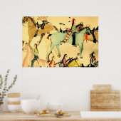 Primitieve Indiërs Paarden  Folk Tekening Poster (Keuken)