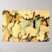 Primitieve Indiërs Paarden  Folk Tekening Poster (Voorkant)