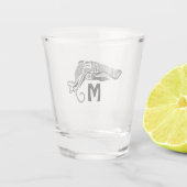 Primitieve inktvis in een donkere potloodstijl shot glas (Achterkant)