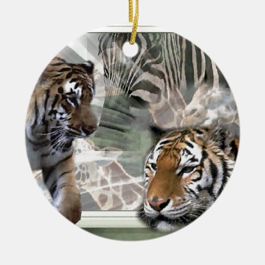 Primitieve Jungle Print Kerstmis Keramisch Ornament (Voorkant)