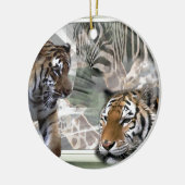 Primitieve Jungle Print Kerstmis Keramisch Ornament (Links)