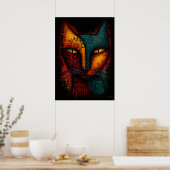 Primitieve kat-orakel abstracte kunst – Expression Poster (Keuken)