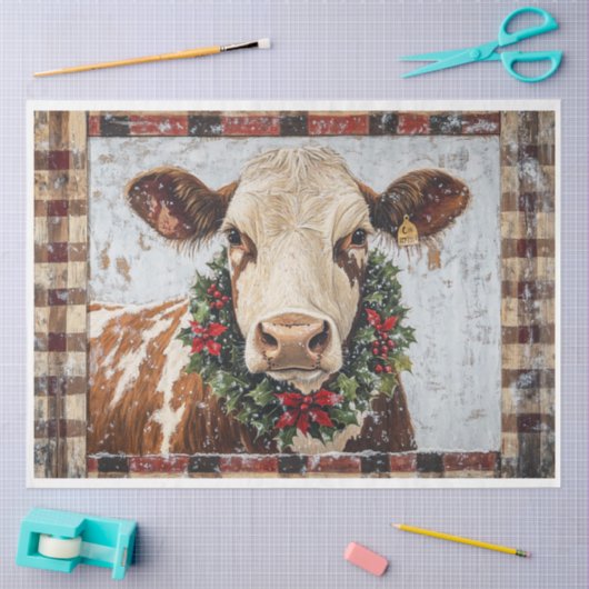 Primitieve kerst Koe Tissuepapier (Craft)