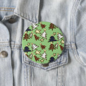 Primitieve Kerstbomen Handgetekende Kunst Ronde Button 4,0 Cm (In situ)