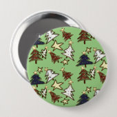 Primitieve Kerstbomen Handgetekende Kunst Ronde Button 4,0 Cm (Voorkant /achterkant)