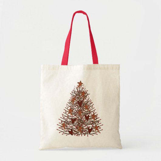 Primitieve Kerstboom Boodschappentas Tote Bag (Voorkant)