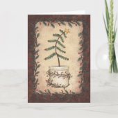 Primitieve kerstboom feestdagen kaart (Voorkant)