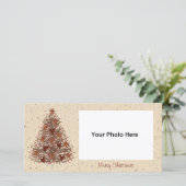 Primitieve kerstboom fotokaart feestdagenkaart (Staand voorkant)