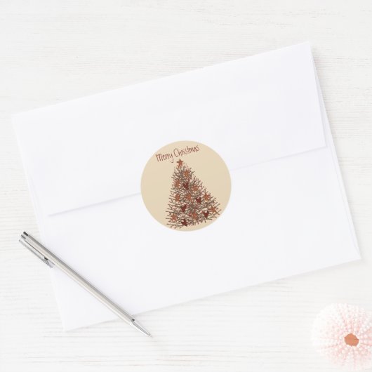 Primitieve kerstboomSticker Ronde Sticker (Envelop)