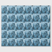 Primitieve kerstdennenboom ijsblauwe pinecone cadeaupapier (Vlak)