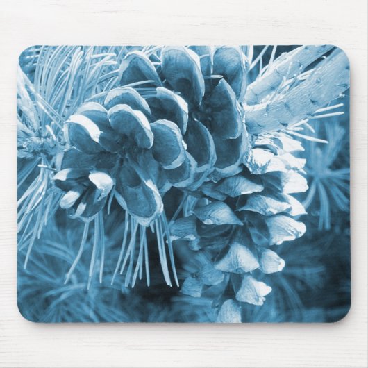 Primitieve kerstdennenboom ijsblauwe pinecone muismat (Voorkant)