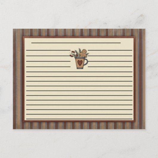 Primitieve koekjesman Recipe Kaarten (Achterkant)