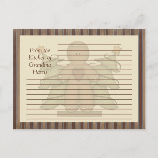 Primitieve koekjesman Recipe Kaarten (Voorkant)