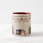 Primitieve "koffie 5 cent" tweekleurige koffiemok (Center)