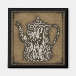 Primitieve koffiepot magneet. magneet