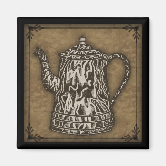 Primitieve koffiepot magneet. magneet (Voorkant)