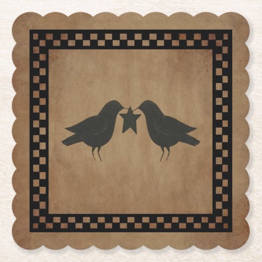Primitieve kraaien kartonnen onderzetters (Voorkant)